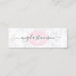 Cartão De Visita Mini Maquilhador de mármore branco dos lábios elegantes