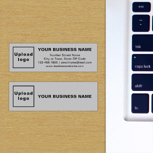 Cartão De Visita Mini Marca comercial na miniplaca de Cinza