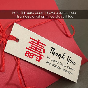 Cartão De Visita Mini Marca de Aniversário "Longevidade" chinesa (1x3 po