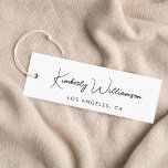 Cartão De Visita Mini Marca de travamento do script de assinatura chic<br><div class="desc">Vestuário,  acessórios,  joias,  boutique,  etc.,  personalizados elegantes e cólicos,  etiqueta branca com uma vibração minimalista com o seu nome ou marca num script de assinatura na moda. Adicione texto adicional abaixo e atrás em uma simples tipografia moderna.</div>