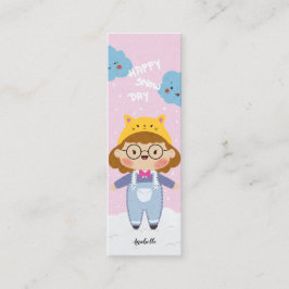 Cartão De Visita Mini Marcador Nome de Ilustração de Dia de Neve Feliz