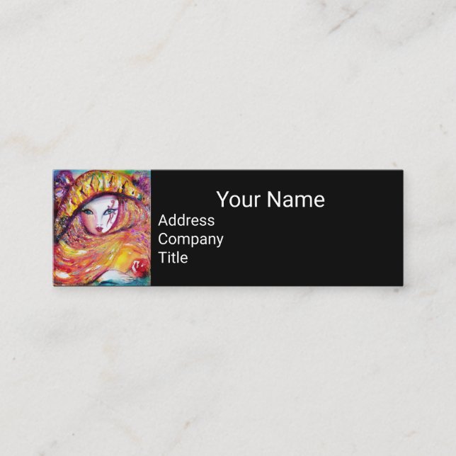 Cartão De Visita Mini MÁSCARA AMARELO COM Artista de Maquiagem de Beleza (Frente)