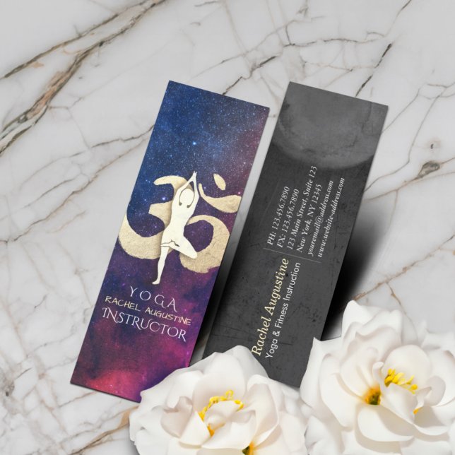 Cartão De Visita Mini Meditação de Yoga Símbolo OM Dourado Símbolo Galáx (Criador carregado)