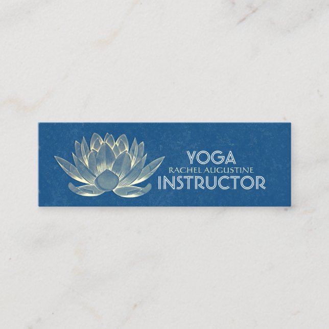 Cartão De Visita Mini Meditação YOGA Reiki Instrutor Blue & Dourado Lotu (Frente)