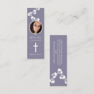 Cartão De Visita Mini Memorial Funeral Cross Foto Floral Motif Bookmark