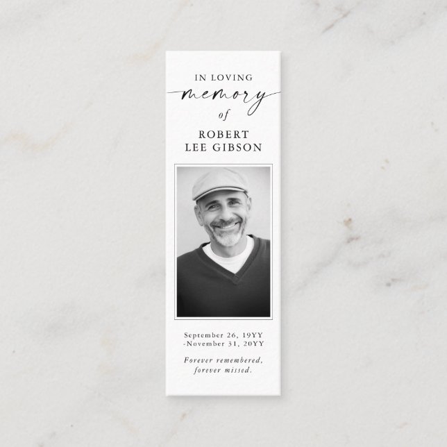 Cartão De Visita Mini Memorial Prayer Sympathy Funeral Bookmark Card (Frente)