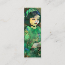 Cartão De Visita Mini Menina no Livro de Vestido Verde