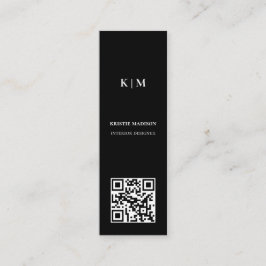 Cartão De Visita Mini Menor Mínimo Elegante Código Qr Preto