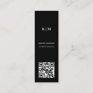 Cartão De Visita Mini Menor Mínimo Elegante Código Qr Preto