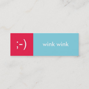 Cartão De Visita Mini Mensagem de texto piscar os olhos emoticon azul-ca