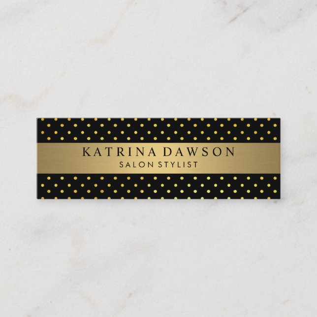 Cartão De Visita Mini Metálico Chic Dourado com Bolinhas (Frente)