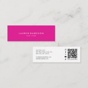 Cartão De Visita Mini Mídia Social Código Qr Minimalista Moderno Rosa