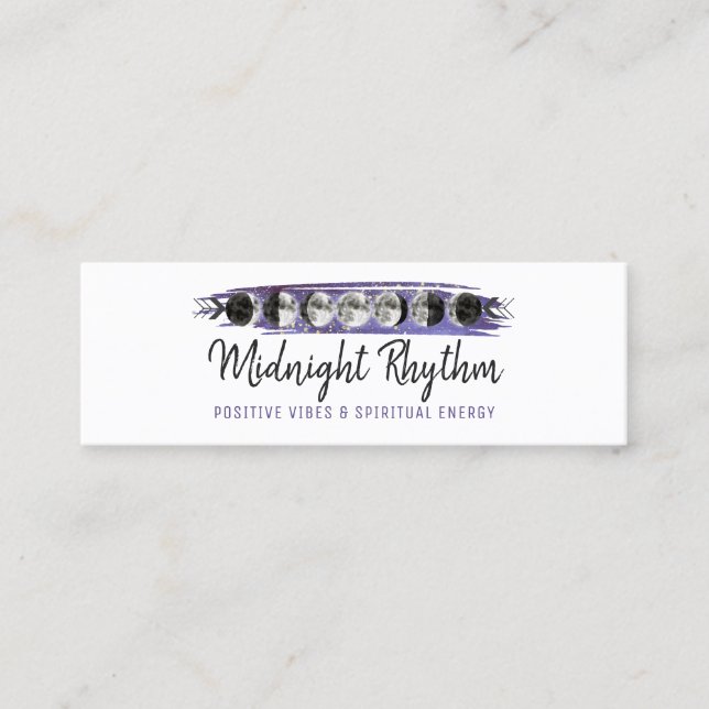 Cartão De Visita Mini Mídia Social do Ciclo Noturno da Lua da Aquarela (Frente)