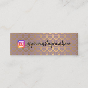 Cartão De Visita Mini Mídia social do Instagram Geométrico Dourado