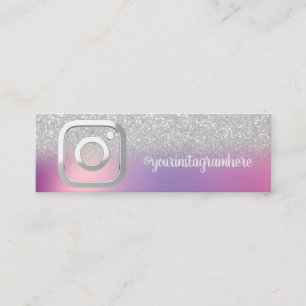 Cartão De Visita Mini Mídia social moderna e elegante Silver Bokeh Insta