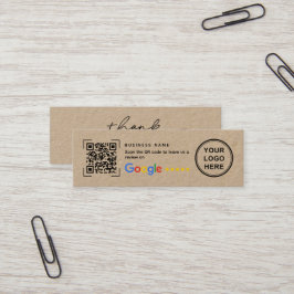Cartão De Visita Mini Mini Kraft Paper Google Review Thank You