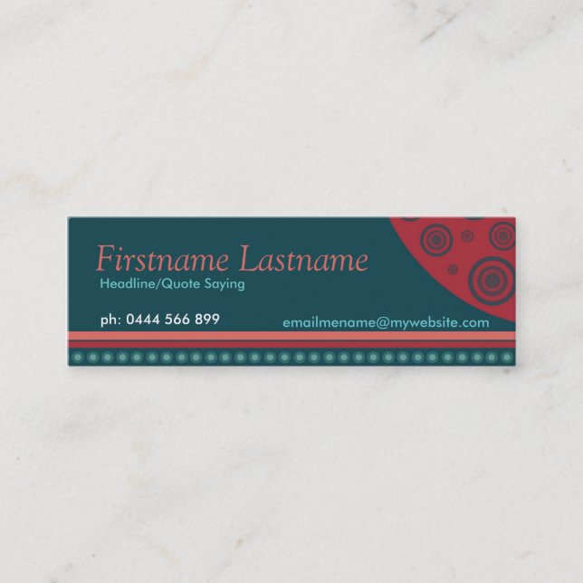 Cartão De Visita Mini MiniCartões de visitas com Listras de Círculo Retr (Frente)