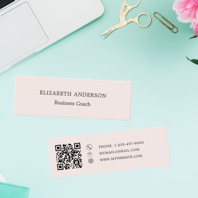 Cartão De Visita Mini Minimalist Blush Pink QR code (Criador carregado)