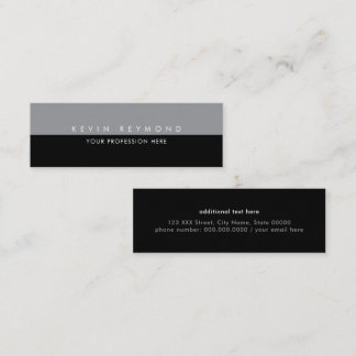 Cartão De Visita Mini Minimalist Simple Black and Gray Mini