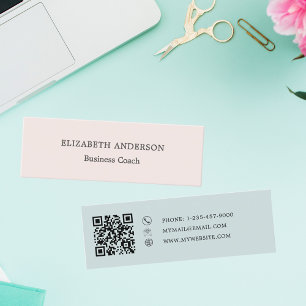 Cartão De Visita Mini Minimalista Rosa Bege Seafoam Verde Salgueiro Suav