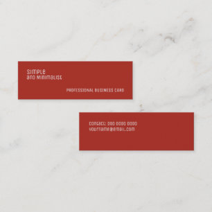 Cartão De Visita Mini Minimalista Slim Simples tijolo vermelho