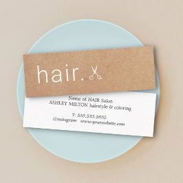 Cartão De Visita Mini Mínimo Elegante de Tesoura Kraft Impressa Hairstyl