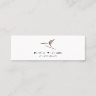 Cartão De Visita Mini Mint white red elegant hummingbird illustration
