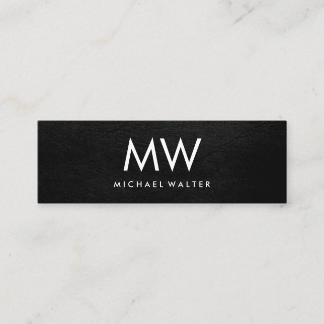 Cartão De Visita Mini Minúscula Duas Letras Monograma Faux Leather (Frente)