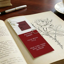 Cartão De Visita Mini Modelo de Marcador de Autor Minimalista com Capa d