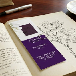 Cartão De Visita Mini Modelo de Marcador de Autor Minimalista com Capa d