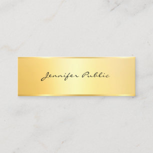 Cartão De Visita Mini Modelo Elegante Moderno Dourado e Minimalista
