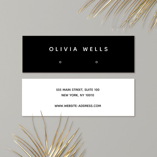 Cartão De Visita Mini Modern Black Stud Earring Display Mini Business (Criador carregado)