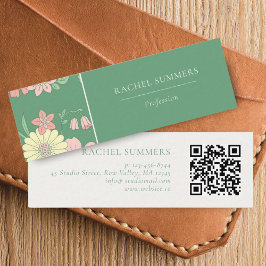 Cartão De Visita Mini Modern Boho Floral Colorida QR
