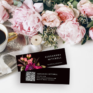Cartão De Visita Mini Modern Floral Código QR colorido e elegante