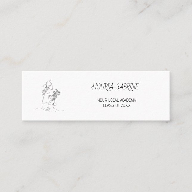 Cartão De Visita Mini Modern Graduation line art graduate Name Card (Frente)