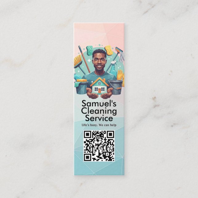 Cartão De Visita Mini Modern House Cleaning Maid Service Housekeeping (Frente)