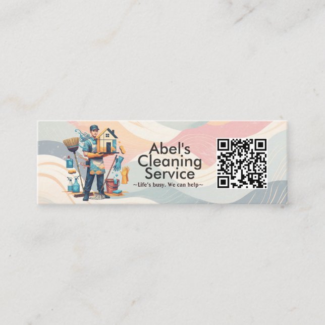 Cartão De Visita Mini Modern House Cleaning Maid Service Housekeeping (Frente)