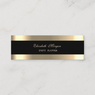 Cartão De Visita Mini Moderno de luxo elegante, Preto, Dourado
