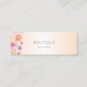 Cartão De Visita Mini Moderno Elegante, Flores de Aquarela Brilhantes