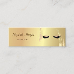 Cartão De Visita Mini Moderno   Elegante, Traço de Pincel Dourado, Cílio