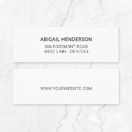 Cartão De Visita Mini Moderno Minimalista de Preto e Branco Typo Basic 1