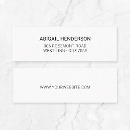 Cartão De Visita Mini Moderno Minimalista de Preto e Branco Typo Basic 1