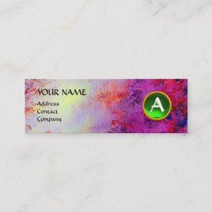 Cartão De Visita Mini MON MONOGRAM verde-roxo brilhante Fúcsia