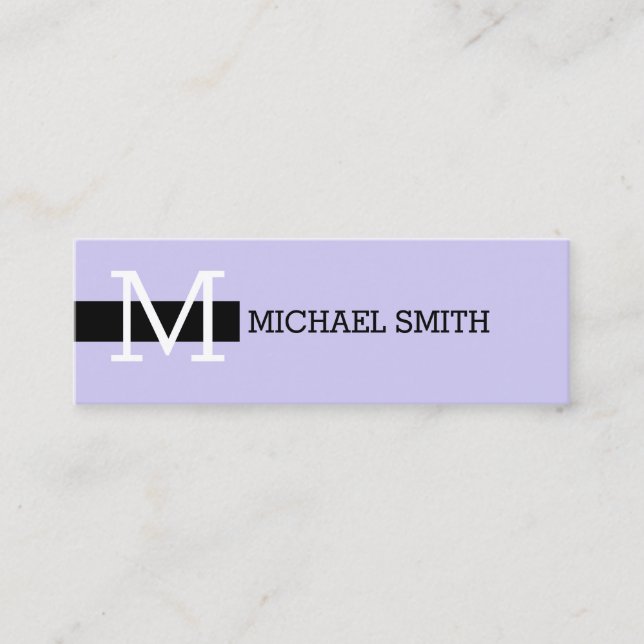 Cartão De Visita Mini Monograma elegante sabão moderno e preto (Frente)