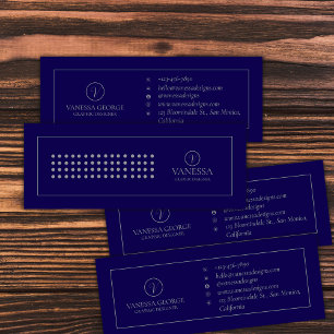 Cartão De Visita Mini Monograma Personalizado de Azul Moderno