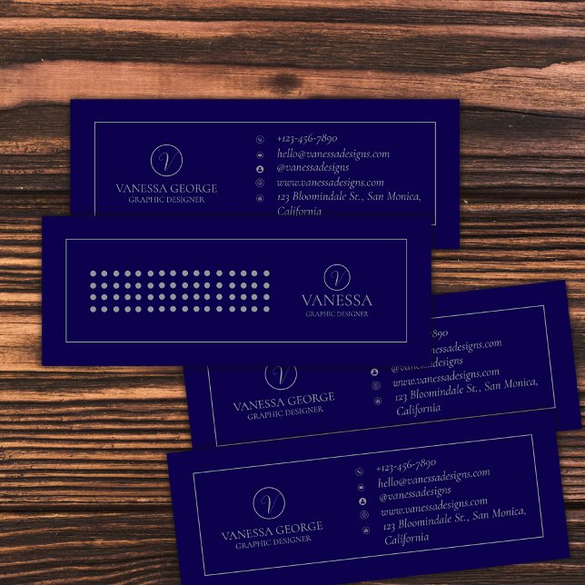 Cartão De Visita Mini Monograma Personalizado de Azul Moderno (Elegant Cute Blue Modern Monogram Custom Mini Business Card)