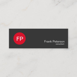 Cartão De Visita Mini Monograma vermelho moderno minimalista do círculo