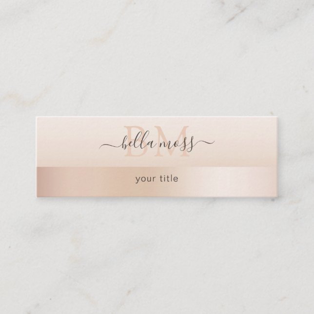 Cartão De Visita Mini Monogramm Modern Minimal Beige (Frente)