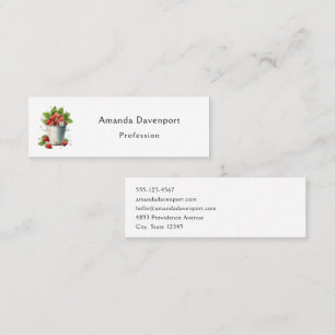 Cartão De Visita Mini Morangos Picados Frescos num Balde