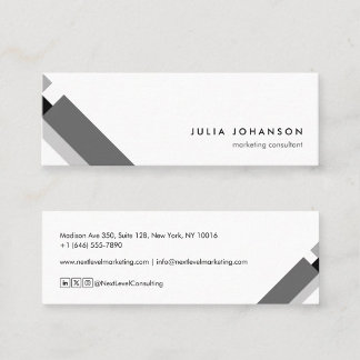 Cartão De Visita Mini motivo geométrico minimalista moderno negro gris